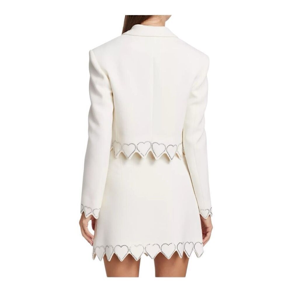 Mach & Mach Crystal Hearts Cropped Ivory Wool Blazer Size 8-10 (40) - Picture 5 of 12